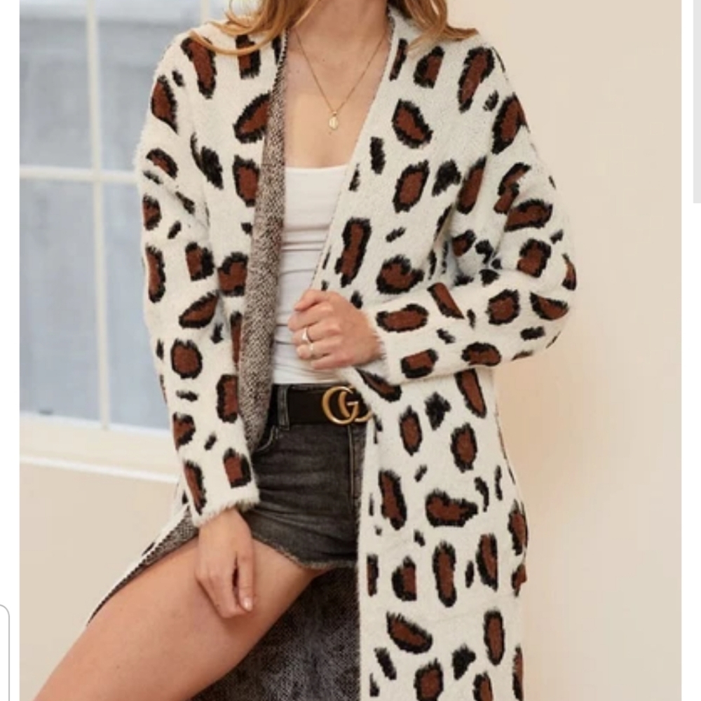 New Arrival!!! Cozy snow leopard cardigan